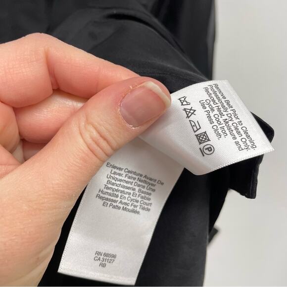 DKNY Black Silk Utility Button Down Shirt Womens 6 Casual Classic Dark Academia - Picture 7 of 8